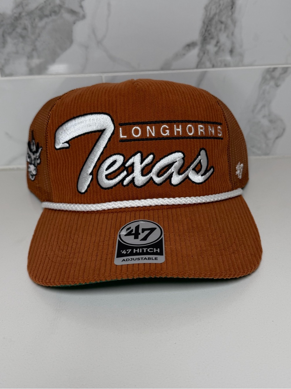 47 Brand Texas Longhorns Double Header Corduroy Hitch Adjustable Orange Hat NWT!